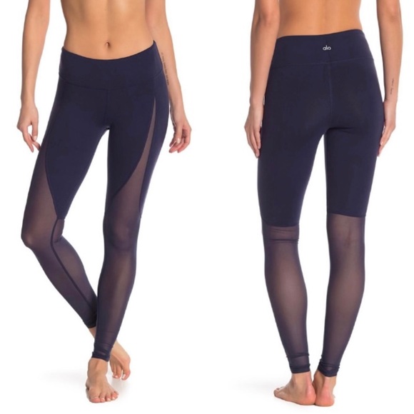 Alo Yoga Mesh Motion Legging High Waisted Navy - Picture 1 of 9